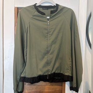 Style House Olive Bomber Jacket with Black Trim